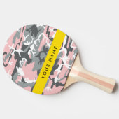 ピンクとグレーの迷彩自分の名前をパーソナライズ 卓球ラケット (横)