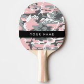 ピンクとグレーの迷彩自分の名前をパーソナライズ 卓球ラケット (正面)