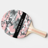 ピンクとグレーの迷彩自分の名前をパーソナライズ 卓球ラケット (横)