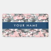 ピンクとグレーの迷彩自分の名前をパーソナライズ 横断幕 (横)