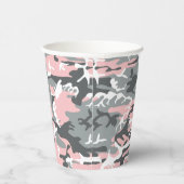 ピンクとグレーの迷彩自分の名前をパーソナライズ 紙コップ (右)