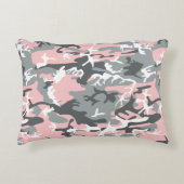 ピンクとグレーの迷彩、軍隊、陸軍 アクセントクッション (正面)