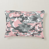 ピンクとグレーの迷彩、軍隊、陸軍 アクセントクッション (裏面)