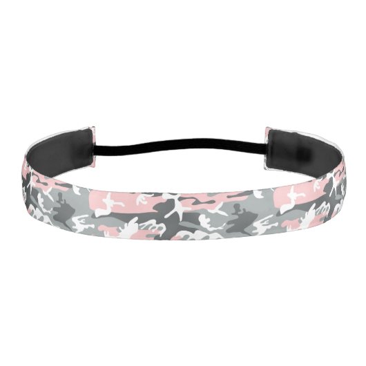 ピンクとグレーの迷彩、軍隊、陸軍 アスレチックヘッドバンド (正面)