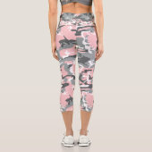 ピンクとグレーの迷彩、軍隊、陸軍 カプリレギンス (裏面)