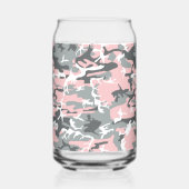 ピンクとグレーの迷彩、軍隊、陸軍 ガラス缶 (正面)