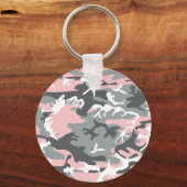 ピンクとグレーの迷彩、軍隊、陸軍 キーホルダー (正面)
