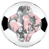 ピンクとグレーの迷彩、軍隊、陸軍 サッカーボール (回転)