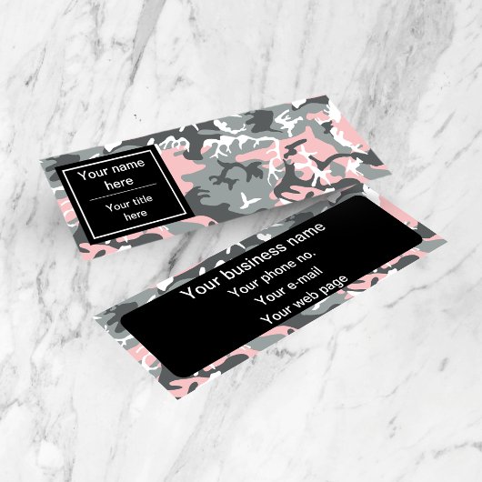 ピンクとグレーの迷彩、軍隊、陸軍 スキニー名刺