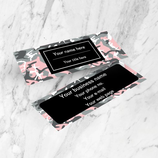 ピンクとグレーの迷彩、軍隊、陸軍 スキニー名刺
