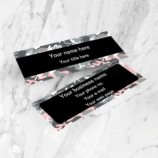 ピンクとグレーの迷彩、軍隊、陸軍 スキニー名刺