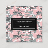 ピンクとグレーの迷彩、軍隊、陸軍 スクエア名刺 (裏面)