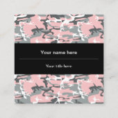 ピンクとグレーの迷彩、軍隊、陸軍 スクエア名刺 (裏面)