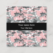 ピンクとグレーの迷彩、軍隊、陸軍 スクエア名刺 (裏面)