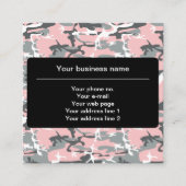 ピンクとグレーの迷彩、軍隊、陸軍 スクエア名刺 (正面)