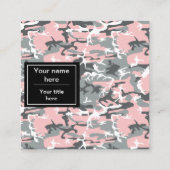 ピンクとグレーの迷彩、軍隊、陸軍 スクエア名刺 (裏面)