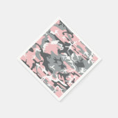 ピンクとグレーの迷彩、軍隊、陸軍 スタンダードカクテルナプキン (角)