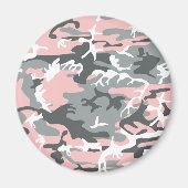 ピンクとグレーの迷彩、軍隊、陸軍 マグネット (正面)