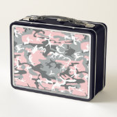 ピンクとグレーの迷彩、軍隊、陸軍 メタルランチボックス (裏面)