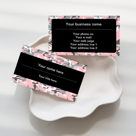 ピンクとグレーの迷彩、軍隊、陸軍 名刺