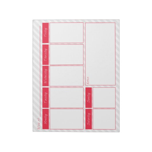 ピンクとグレーの週間カレンダーメモ帳 ノートパッド (回転)