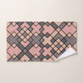 ピンクとグレーの長方形パターン バスタオルセット (ハンドタオル)