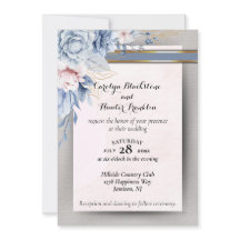 ピンクとグレーの青とピンクの結婚花