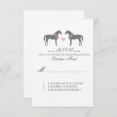 ピンクとグレーの馬の結婚式RSVP 出欠カード (正面/裏面)