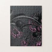 ピンクとグレーの3Dフラクタル ジグソーパズル (縦)