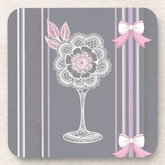 ピンクとグレーのAIアート コースター (正面)