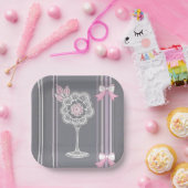 ピンクとグレーのAIアート ペーパープレート (パーティー)