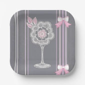 ピンクとグレーのAIアート ペーパープレート (正面)