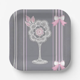 ピンクとグレーのAIアート ペーパープレート