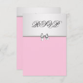 ピンクとグレーのRSVP 出欠カード (正面/裏面)