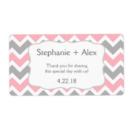 ピンクとグレーシェブロンの水ボトカスタマイズル – それ！ ラベル