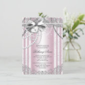 ピンクとグレーパール第一聖餐会 招待状 (スタンド正面)