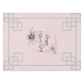 ピンクとグレーブルーパープルフローラ母の日 テーブルクロス (正面(横))