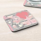 ピンクとグレーホリデーオーナメントとバードコースター コースター (左側)