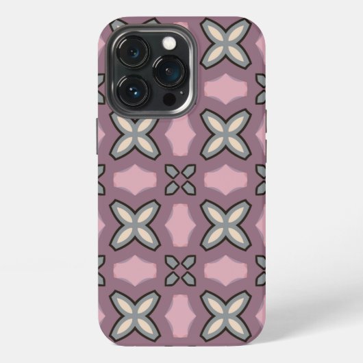 ピンクとグレー柄デザイン  iPhoneケース (裏面)