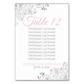 ピンクとグレー結婚の表番号(シーティングチャート付き) テーブルナンバー (正面)