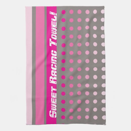 ピンクとグレー キッチンタオル (縦)