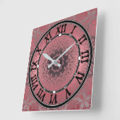 ピンクとグレー スクエア壁時計 (傾斜)