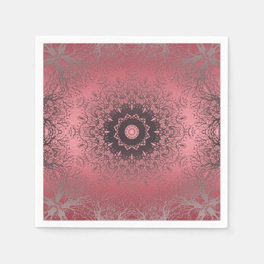 ピンクとグレー スタンダードカクテルナプキン (正面)