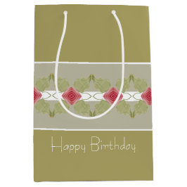 ピンクとグレー ミディアムペーパーバッグ