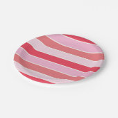 ピンクとコーラルのストライプ ペーパープレート (アングル)