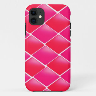 ピンクとコーラルのダイヤモンド柄 iPhone 11 ケース