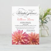 ピンクとコーラルのダリアの絵のウェディングシャワーの招待状 招待状 (スタンド正面)