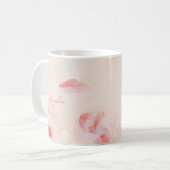 ピンクとコーラルの抽象芸術ペインティング 名前 コーヒーマグカップ (正面左)