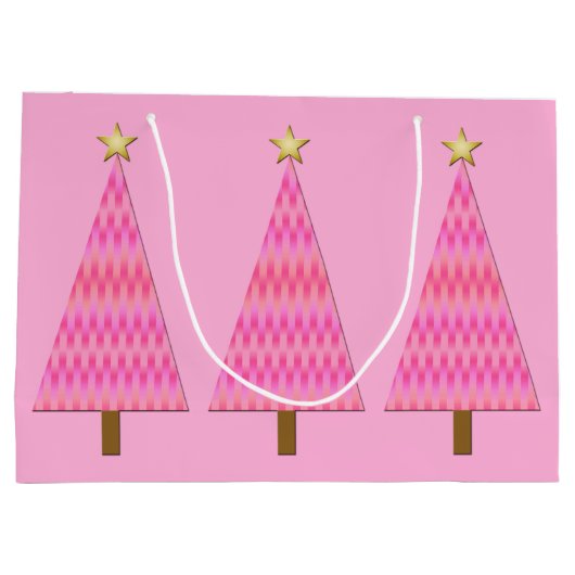 ピンクとコーラルクグラデーションリスモダンマスの木 ラージペーパーバッグ (裏面)