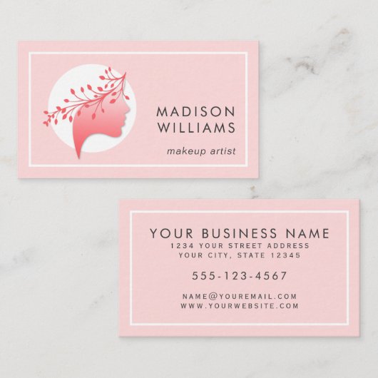ピンクとコーラルロフェミニンゴの名刺 名刺 (正面/裏面)